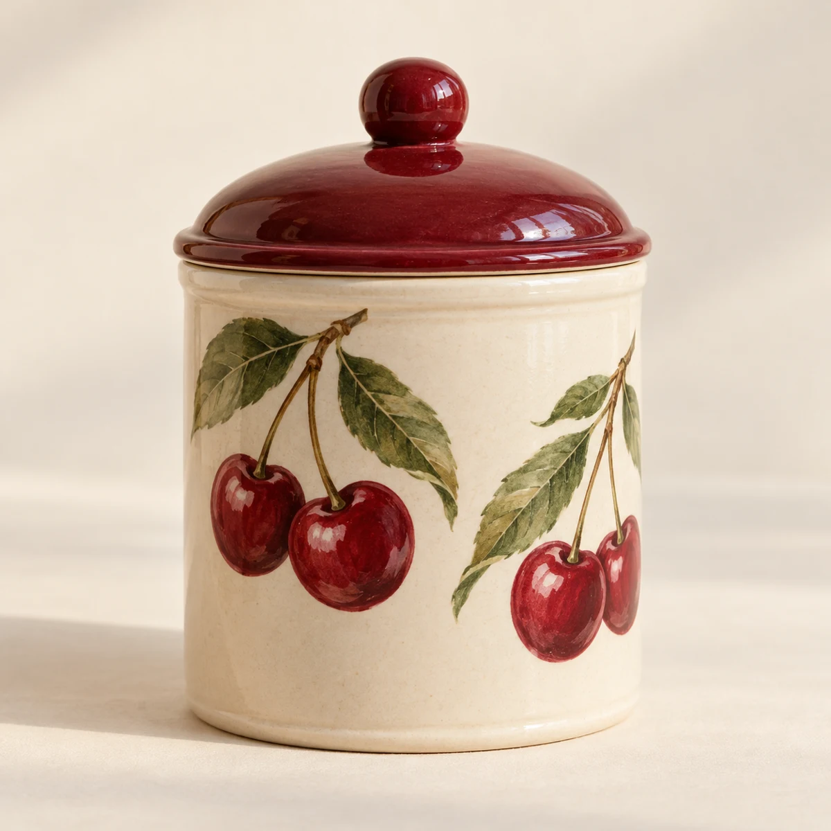 Cherry Sunday: cream, paired cherries, burgundy lid